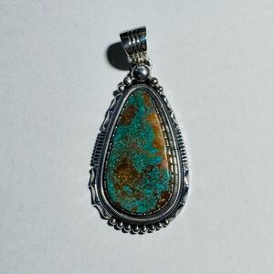 Wil Vandevere Royston Turquoise Large Teardrop Cabochon In Handmade Sterling